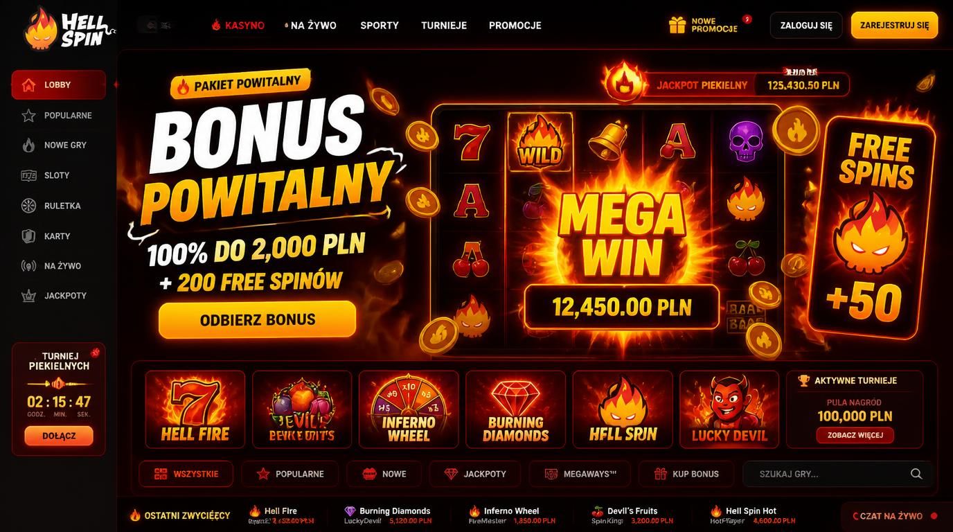 Interfejs przedstawia ognistą ofertę powitalną i free spiny