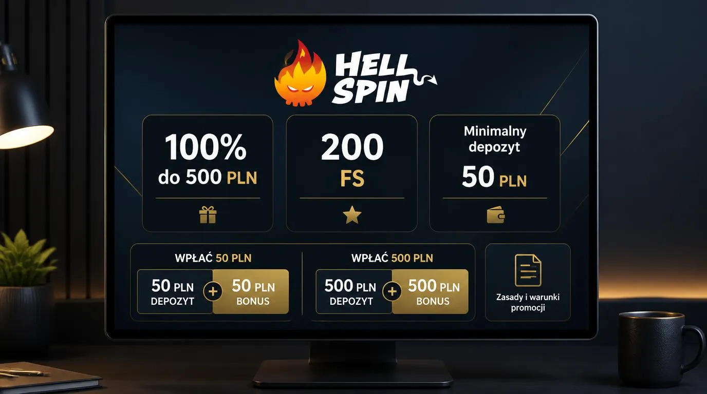 Panel bonusu powitalnego z ofertą 100% do 500 PLN, 200 FS i minimalnym depozytem 50 PLN